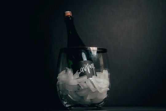 Chilled New Mexico sparkling wine on ice — the wine table.