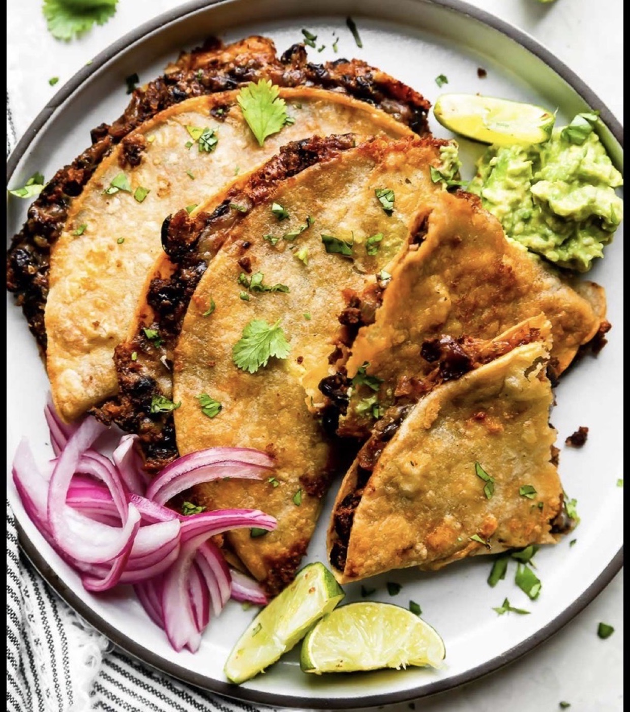 Styled photo representing Net Zero Ranch's brisket birria tacos.