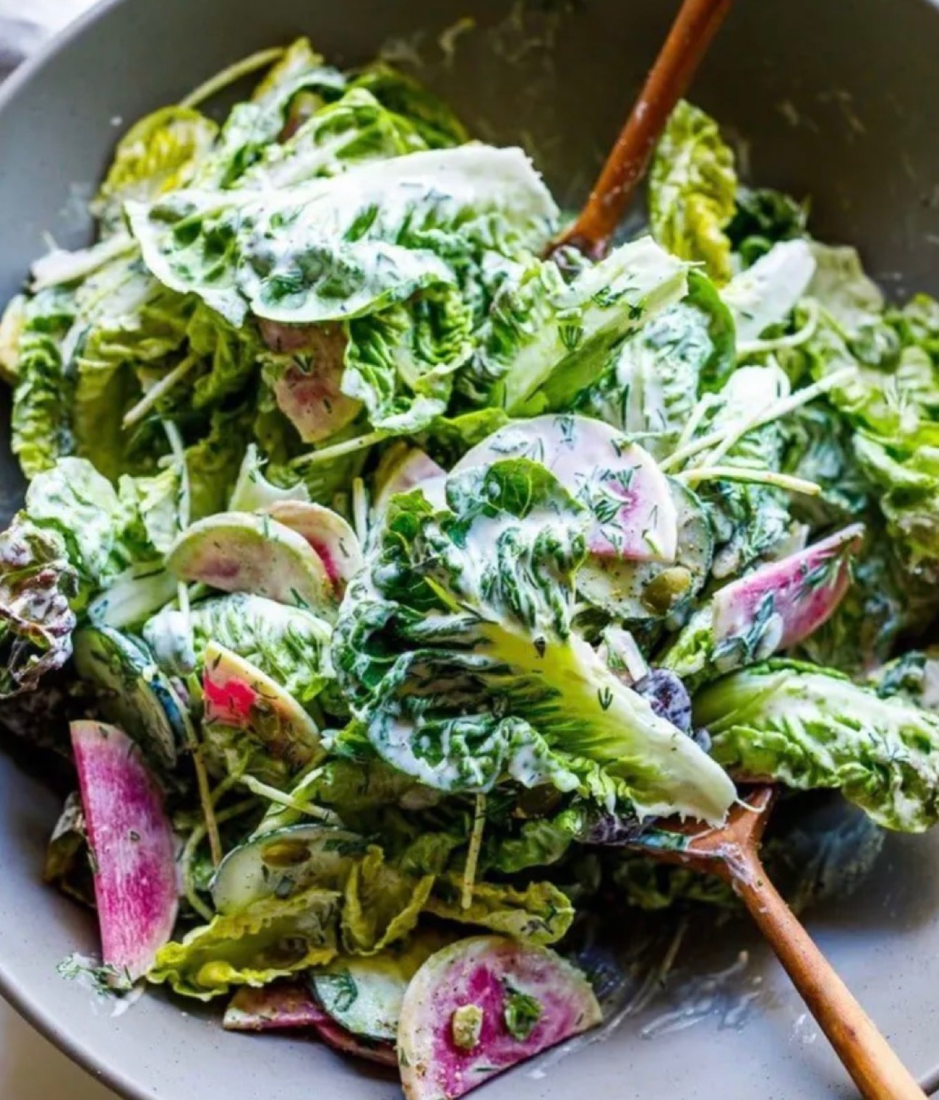 Baby gem & radish salad — The Asado table.